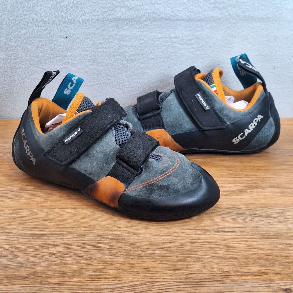 Scarpa Force V Women's 7.5 Men's 6.5 EU 39 Climbing Shoes Gray Orange Italy